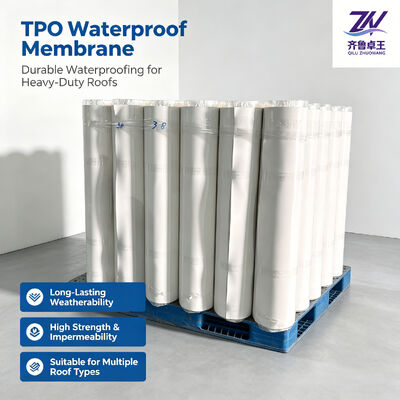 Durable TPO Waterproofing Membrane with 20 Years Warranty, Class A Fire Resistance, and ≥ 300% Elongation for Commercial Roofs