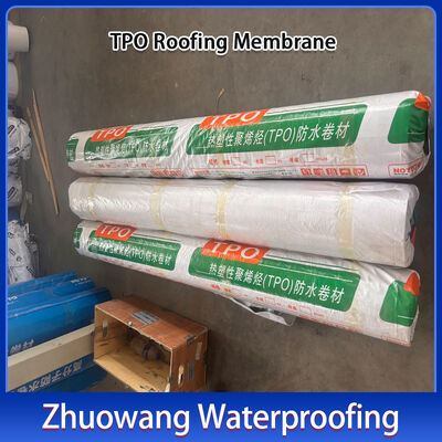 Self Adhered TPO Waterproofing Membrane Heat Aging Resistant For Industrial Plants